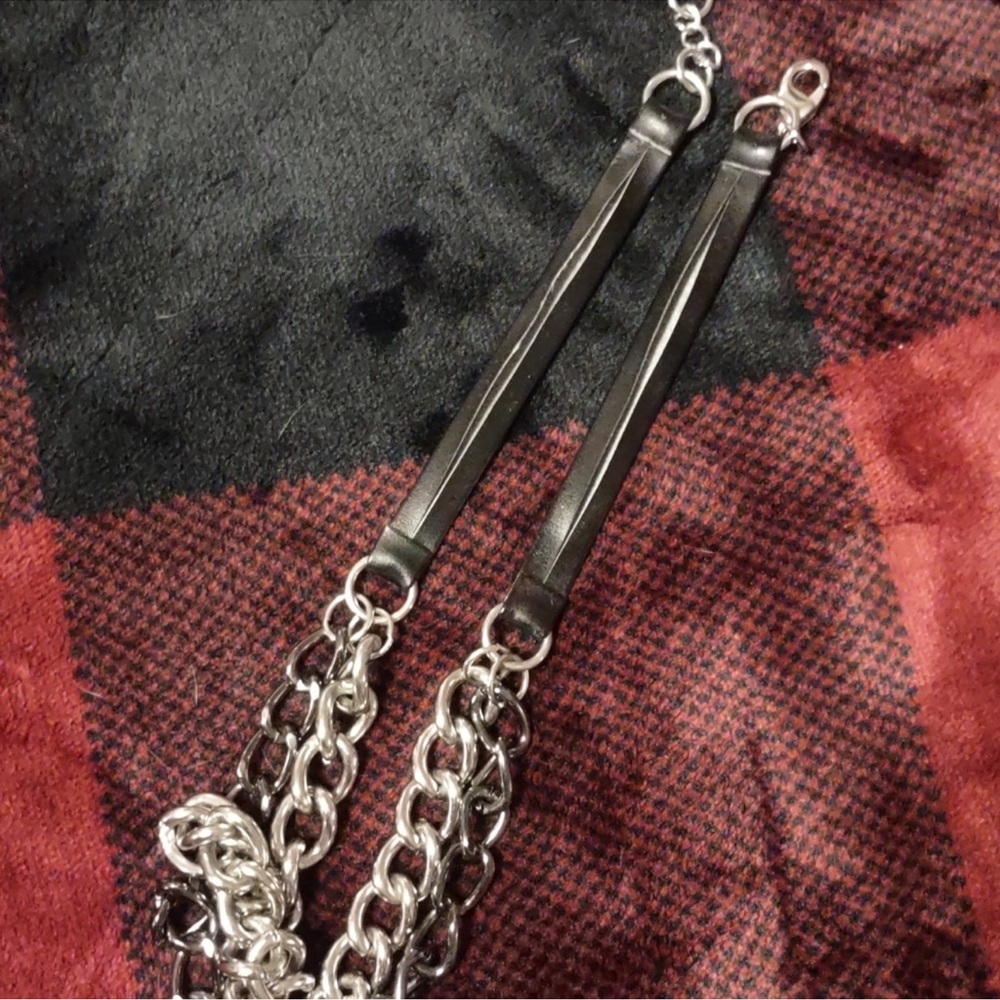 EUC Faux leather”Home Made” double chain necklace. - Picture 4 of 6